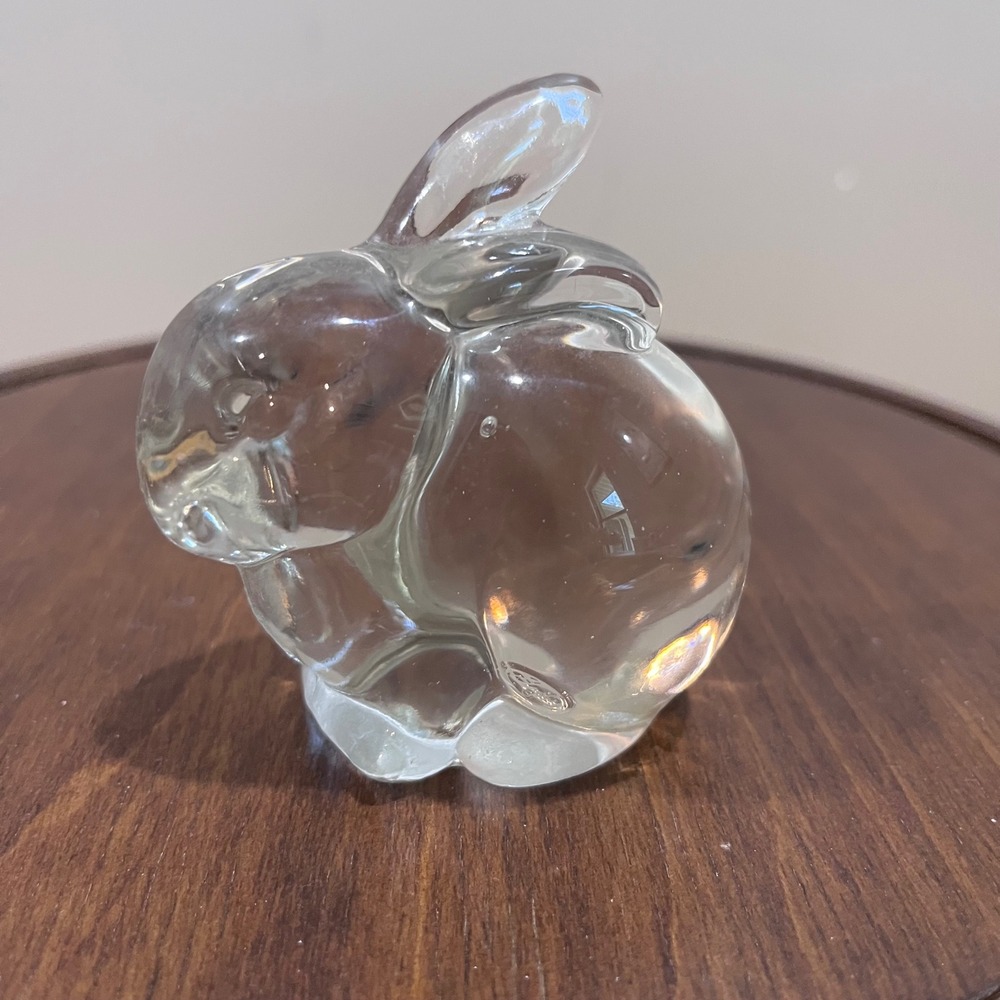 Fenton Clear Glass Bunny Rabbit Figurine Vtg Mid Century MCM Paperweight 3"